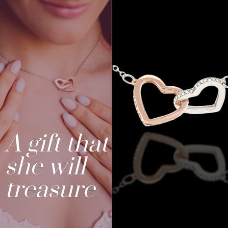 A gift that she will treasure daughter necklace interlocked hearts