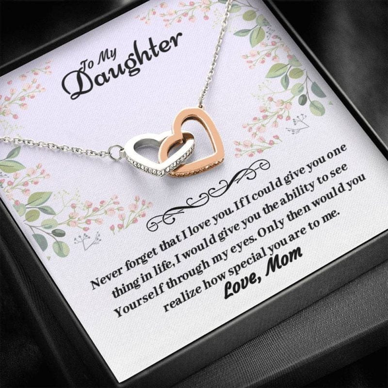 Never Forget That I Love You Double Hearts Pendant - Daughter Necklace from Mom