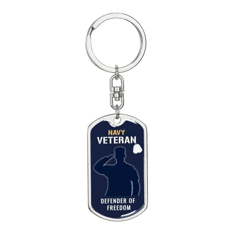 Navy Veteran Gift - US Navy Dog Tag Keychain Gift for Navy Veterans