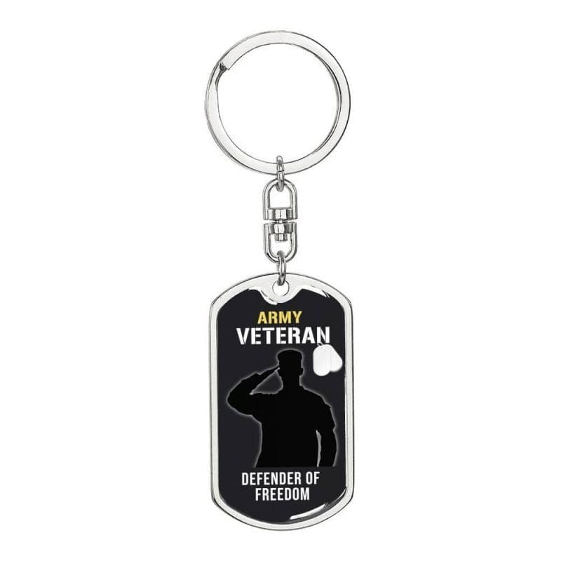 Army Veteran Gift - US Army Dog Tag Keychain Gift for U.S. Army Veterans