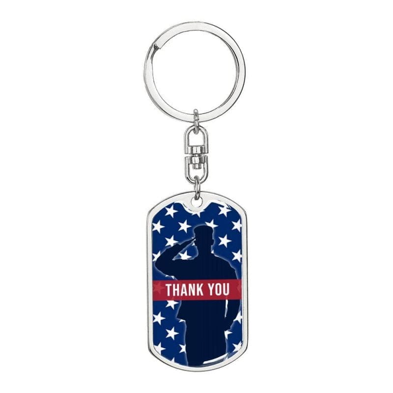 US Military Thank You Keychain Gift with Custom Engraving Option