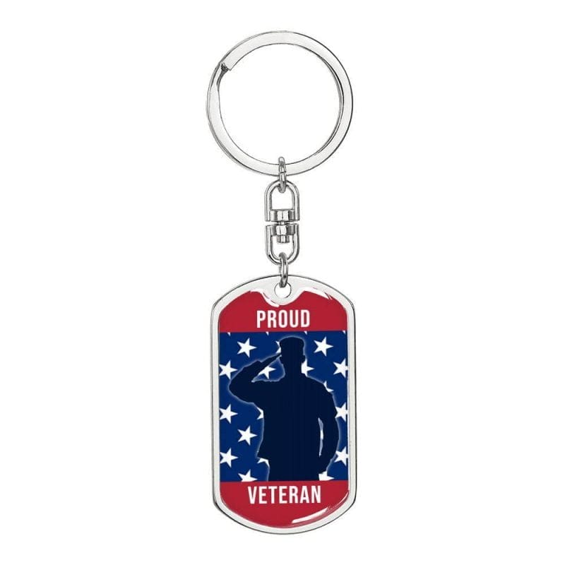 Proud Veteran Dog Tag Keychain