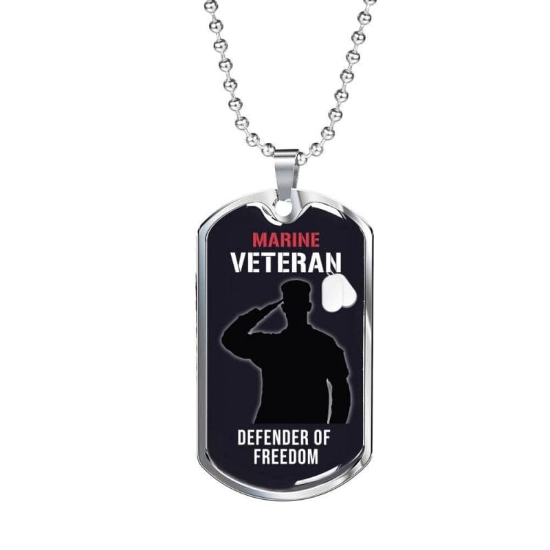US Marine Corps Veteran Luxury Dog Tag Pendant with Military Chain