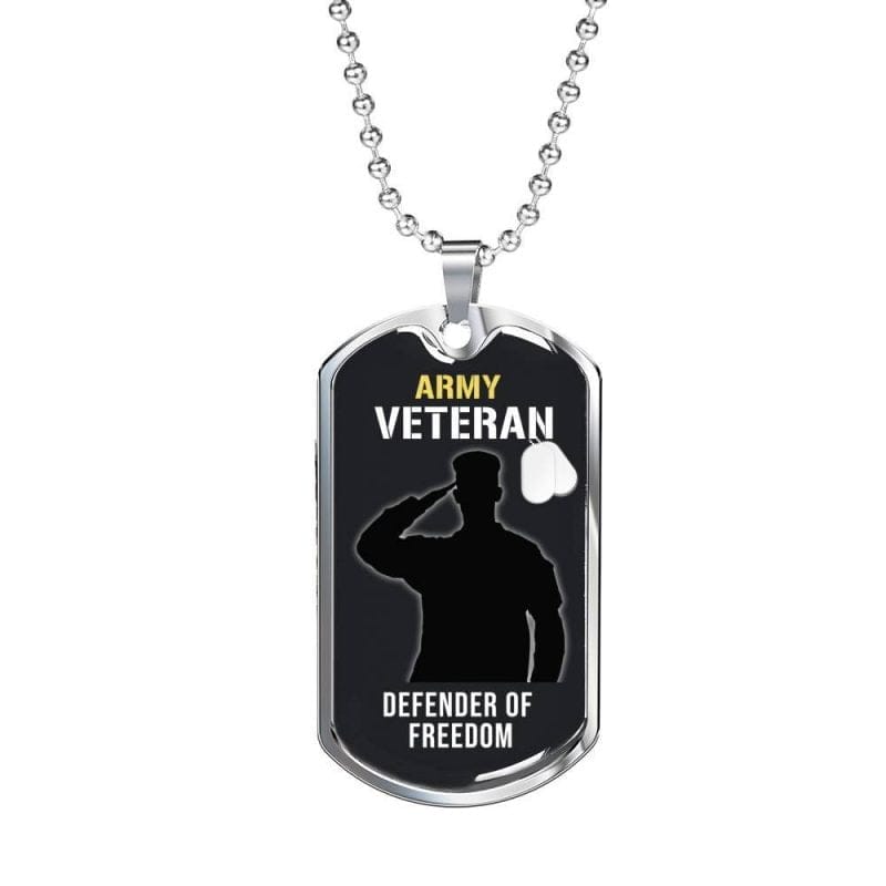 US Army Veteran Luxury Dog Tag Pendant with Military Chain