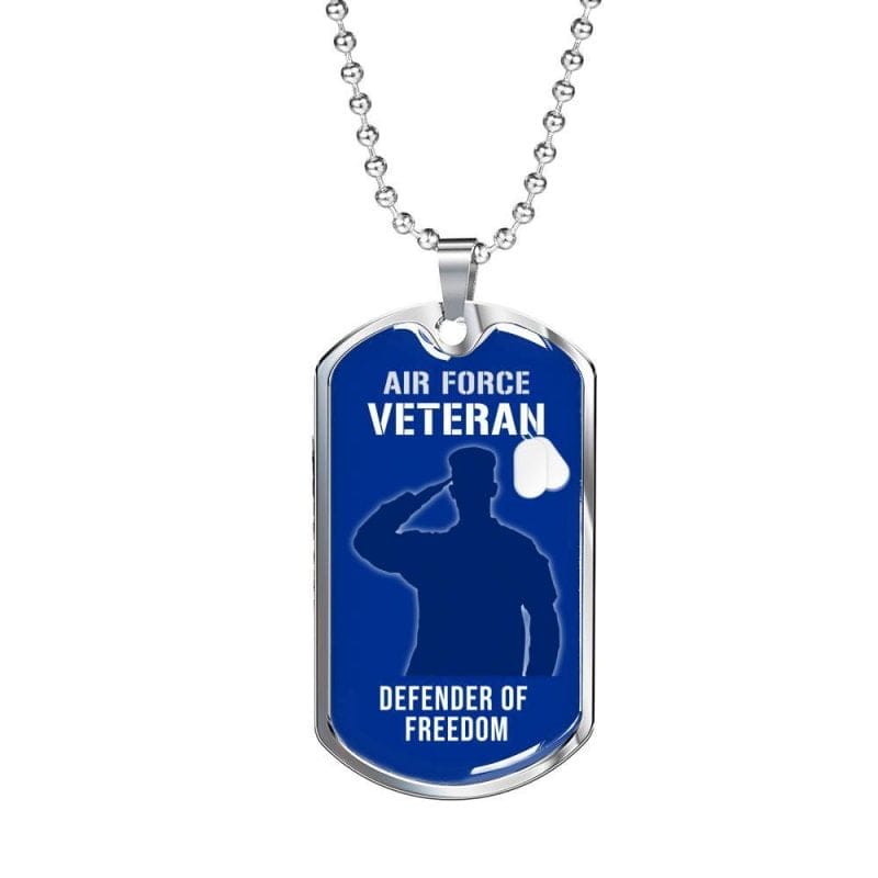 US Air force Veteran Luxury Dog Tag Pendant with Military Chain