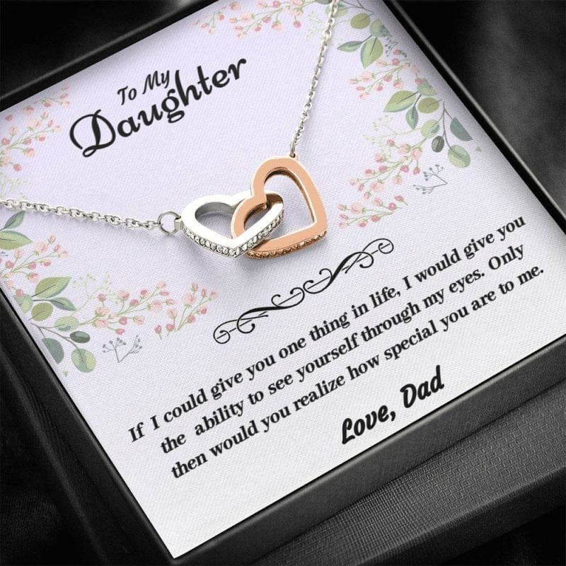 Daughter Necklace From Dad - Interlocking Heart Pendant
